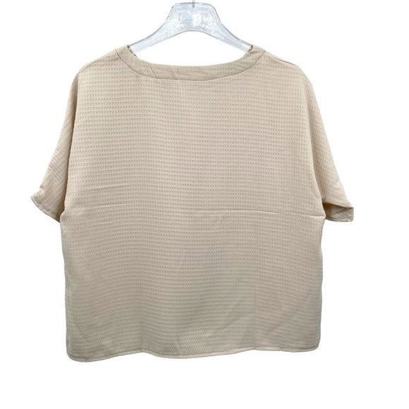 NEW 2pc Outfit Waffle Knit Tee & Tie Front Shorts Beige Size 2X - Picture 5 of 10